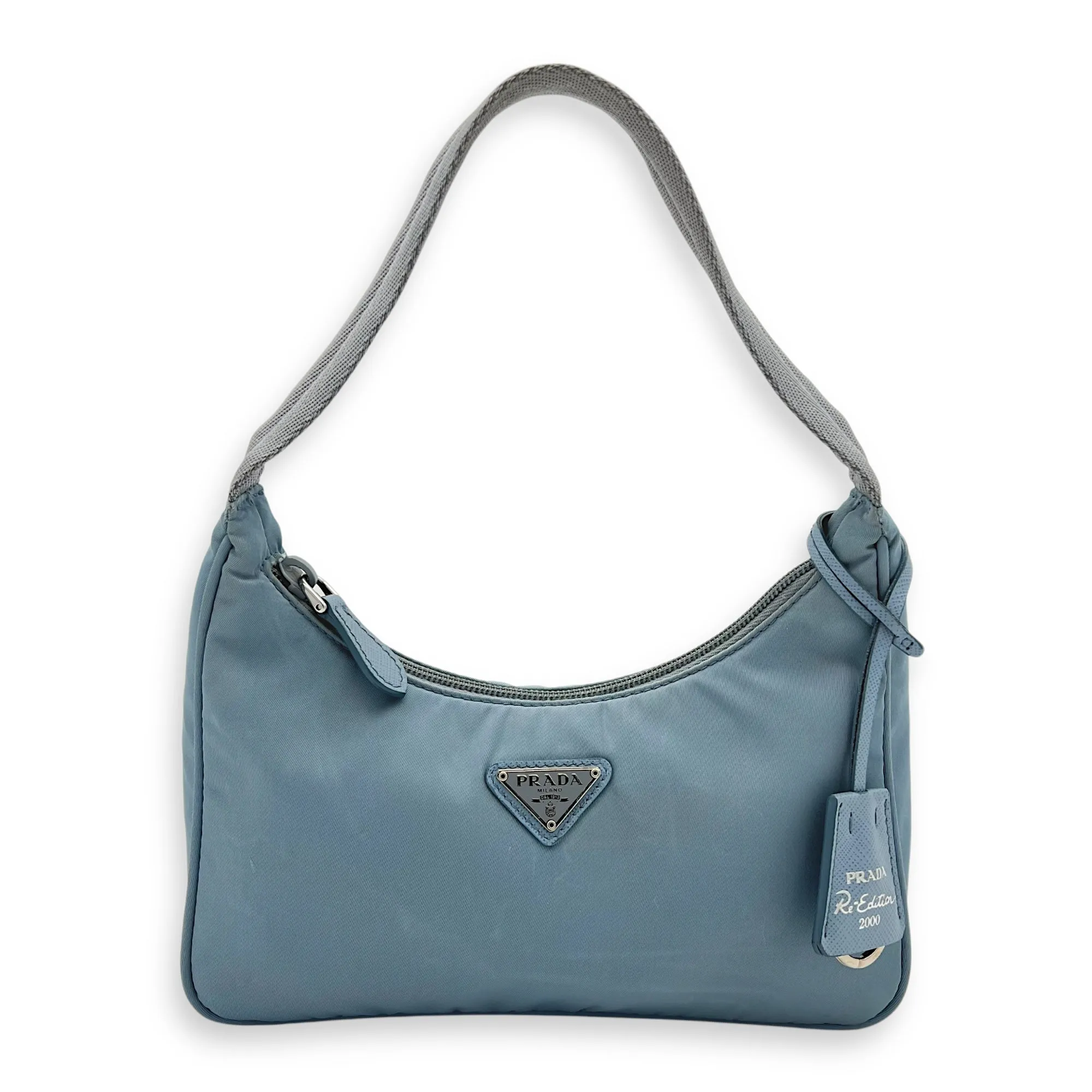 Re-Edition 2000 Shoulder Bag Blue in Nylon, Silver hardware