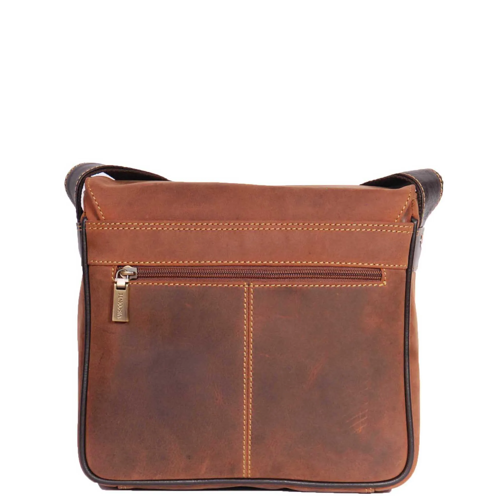 Real Leather Messenger Cross Body Organiser Office Bag Beck Tan
