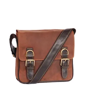 Real Leather Messenger Cross Body Organiser Office Bag Beck Tan