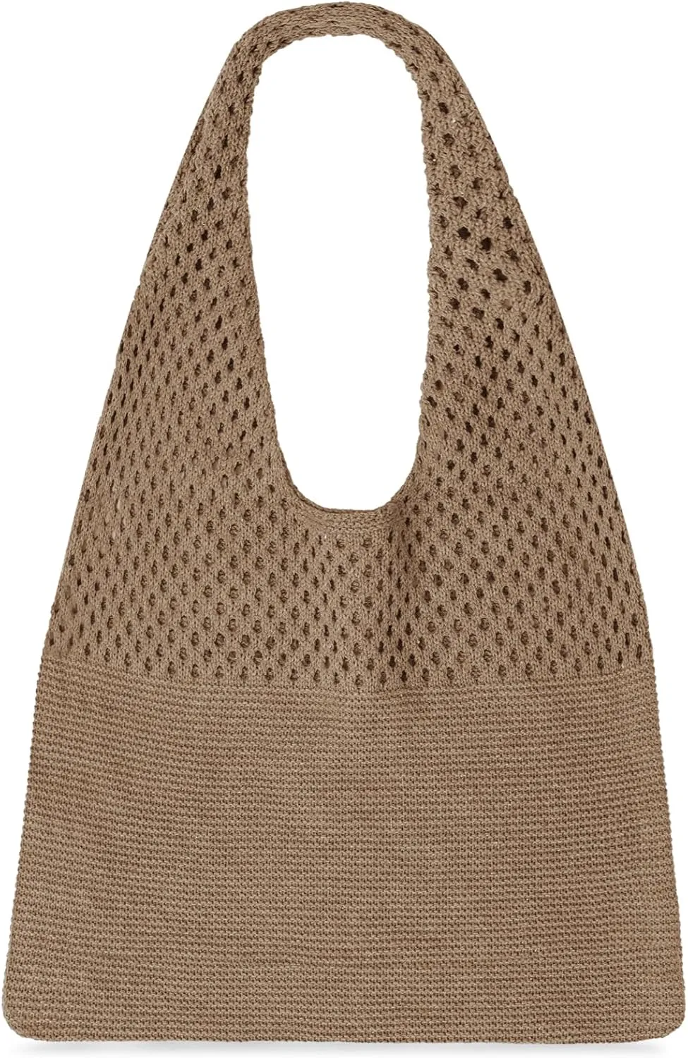 SANSTHS Crochet Mesh Beach Tote Bag Retro Hobo Knitted Bag Woven Tote Summer Shoulder Bag for Women