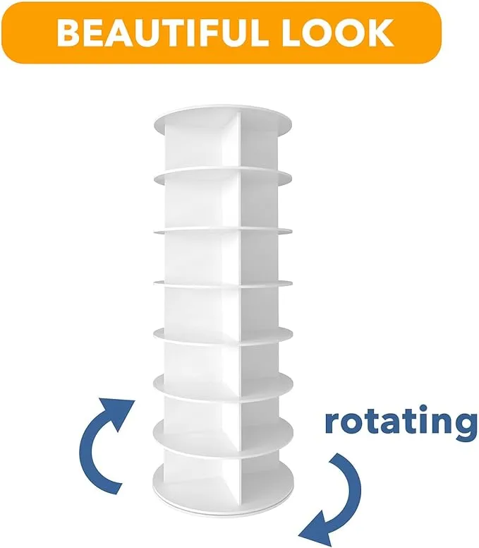 SpaceAid 360 Rotating Shoe Rack Closet 7-Tier White