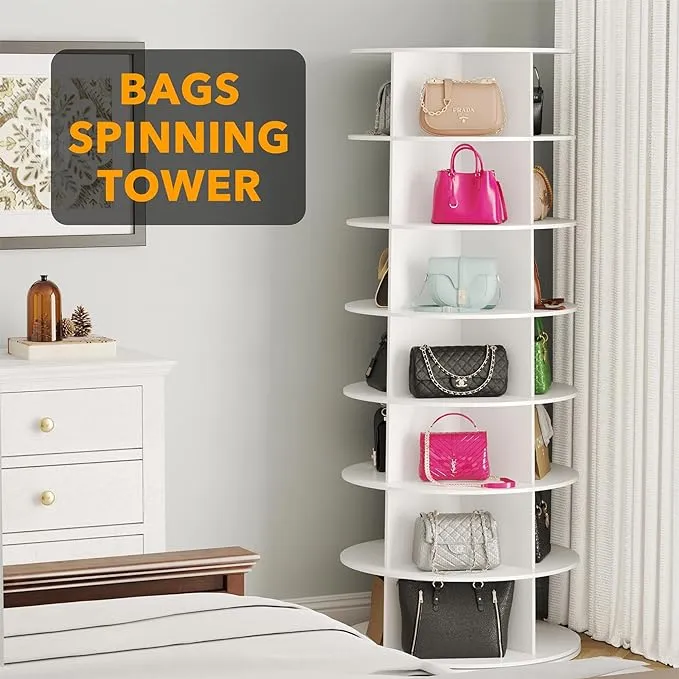 SpaceAid 360 Rotating Shoe Rack Closet 7-Tier White