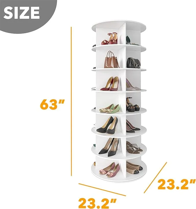 SpaceAid 360 Rotating Shoe Rack Closet 7-Tier White