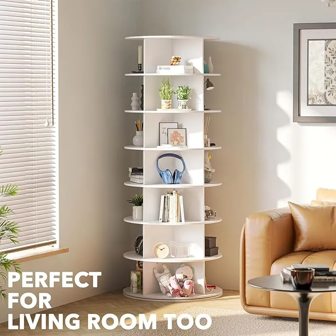 SpaceAid 360 Rotating Shoe Rack Closet 7-Tier White
