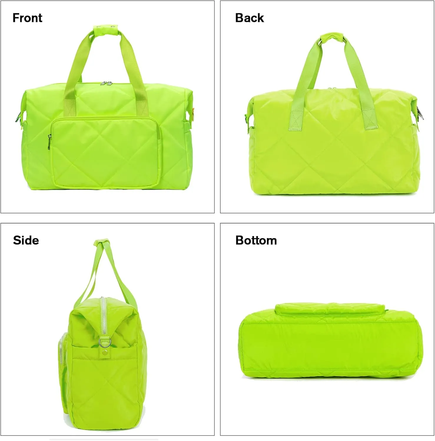 Sports Tote Gym Bag for Women, Travel Duffel Bag, Shoulder Weekender Overnight Bag for Women Girls Travel, Gym, Yoga (Fluorescent Green)