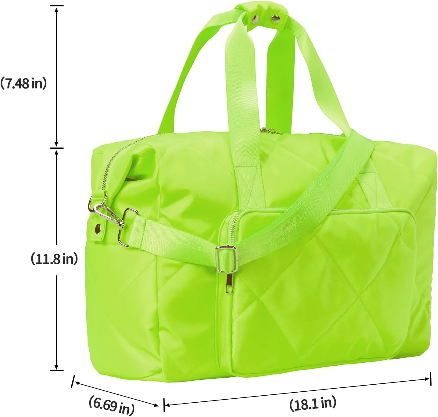 Sports Tote Gym Bag for Women, Travel Duffel Bag, Shoulder Weekender Overnight Bag for Women Girls Travel, Gym, Yoga (Fluorescent Green)