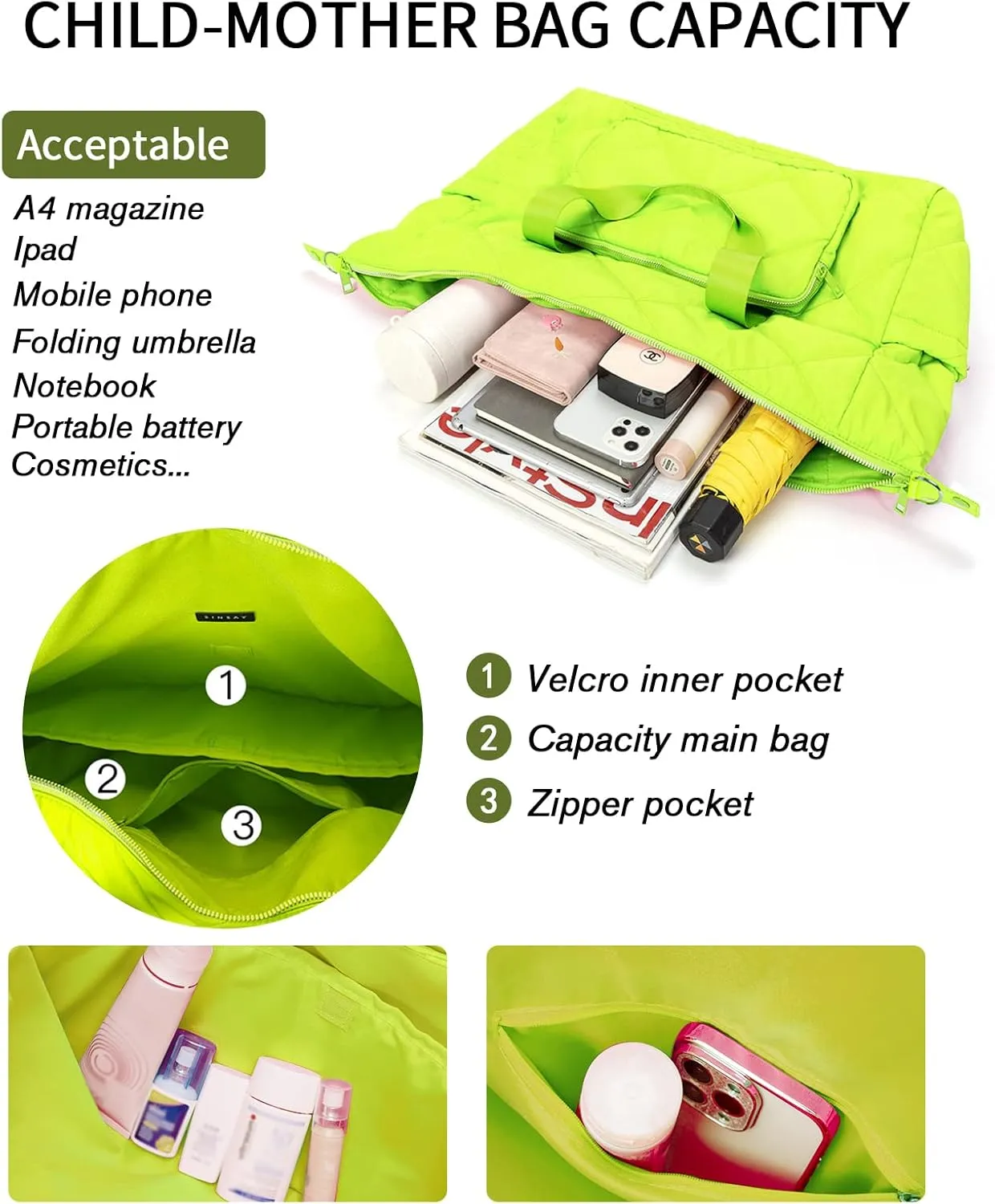 Sports Tote Gym Bag for Women, Travel Duffel Bag, Shoulder Weekender Overnight Bag for Women Girls Travel, Gym, Yoga (Fluorescent Green)