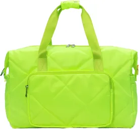 Sports Tote Gym Bag for Women, Travel Duffel Bag, Shoulder Weekender Overnight Bag for Women Girls Travel, Gym, Yoga (Fluorescent Green)