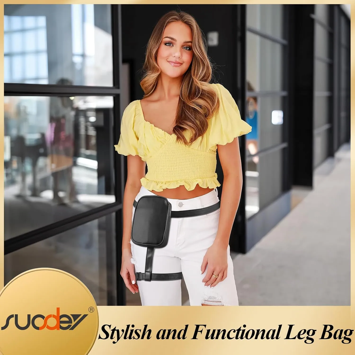 SUOSDEY Thigh Harness Waist Leg Bag for Women, Fanny Pack Leather Hip Bag