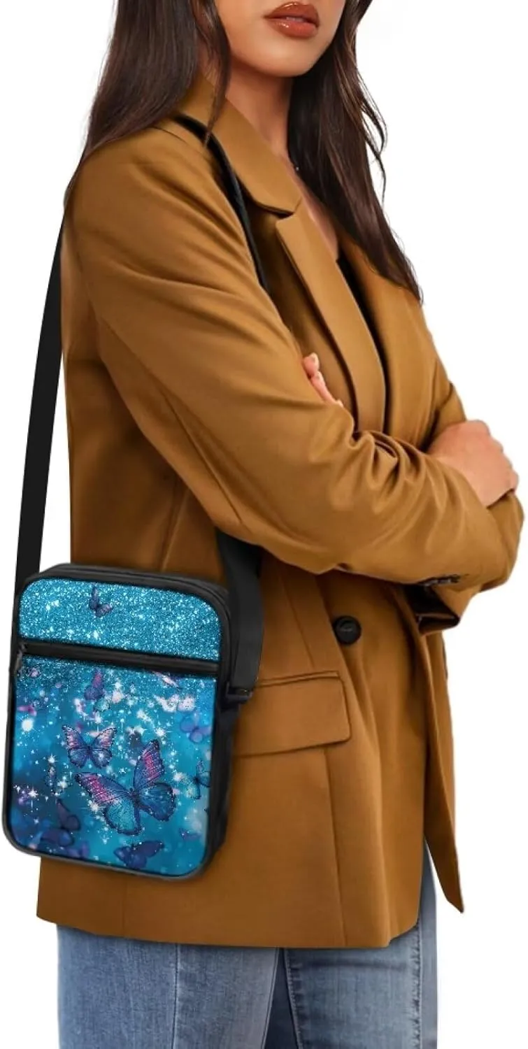 Unisex Fashion Messenger Bag Small Lightweight Crossbody Shoulder Purse Zip Cross Body Satchel with Muti Pockets