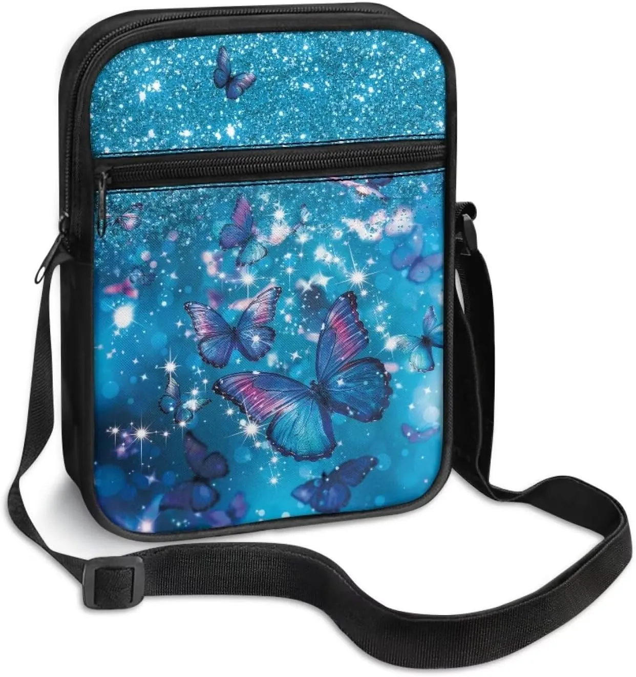 Unisex Fashion Messenger Bag Small Lightweight Crossbody Shoulder Purse Zip Cross Body Satchel with Muti Pockets