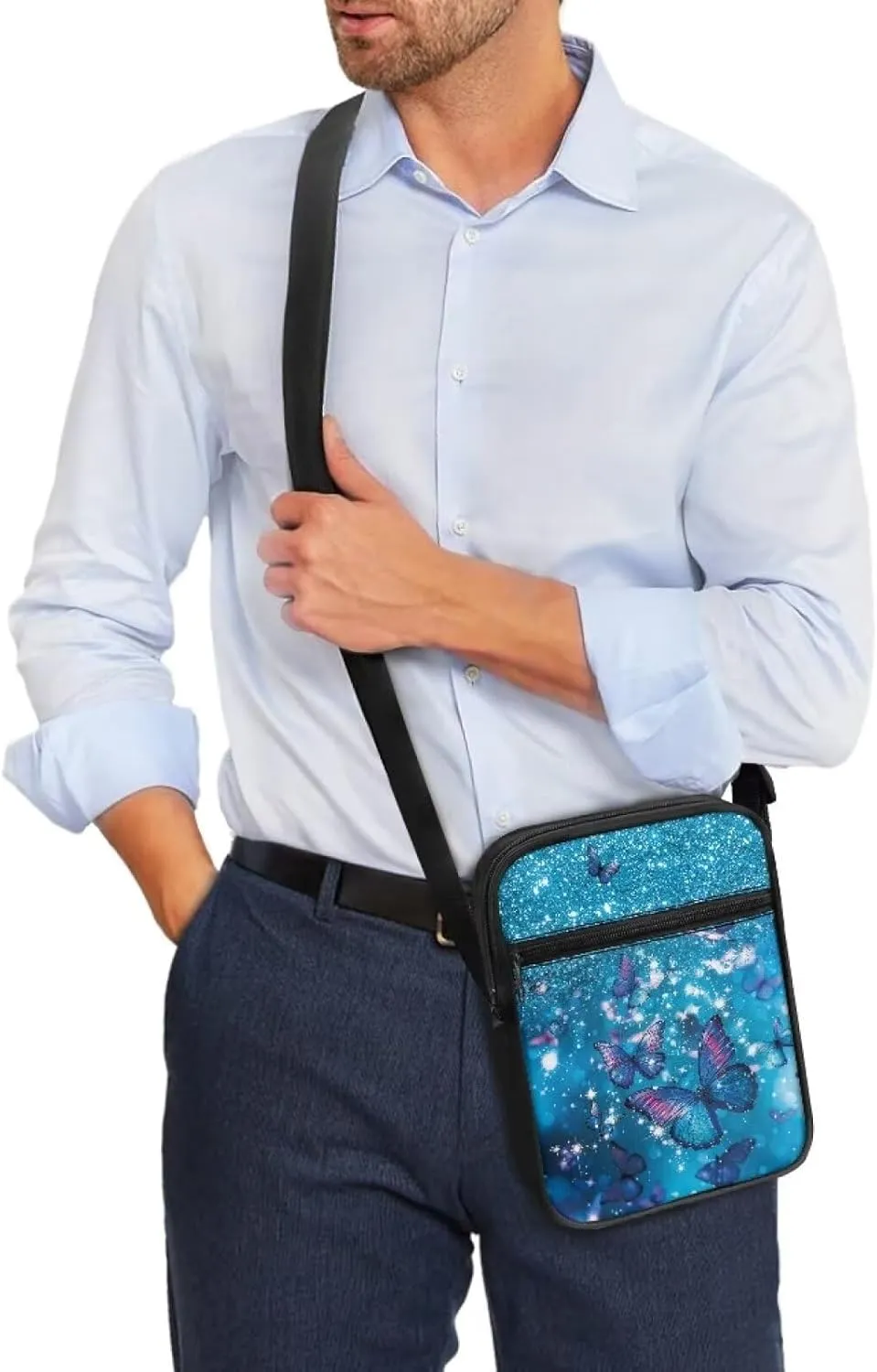 Unisex Fashion Messenger Bag Small Lightweight Crossbody Shoulder Purse Zip Cross Body Satchel with Muti Pockets