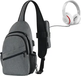 VADOO Sling Backpack with RFID Blocking and Phone Holder on Strap for Men Women Crossbody Chest Bag for Travel Hiking
