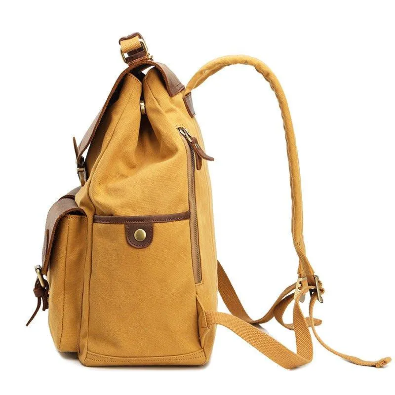 Women Canvas Leather Backpack 14 Inches
