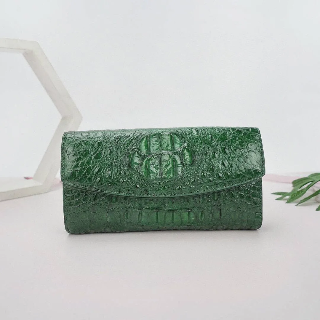 Womens  Crocodile Leather Envelope Evening Clutch Bag