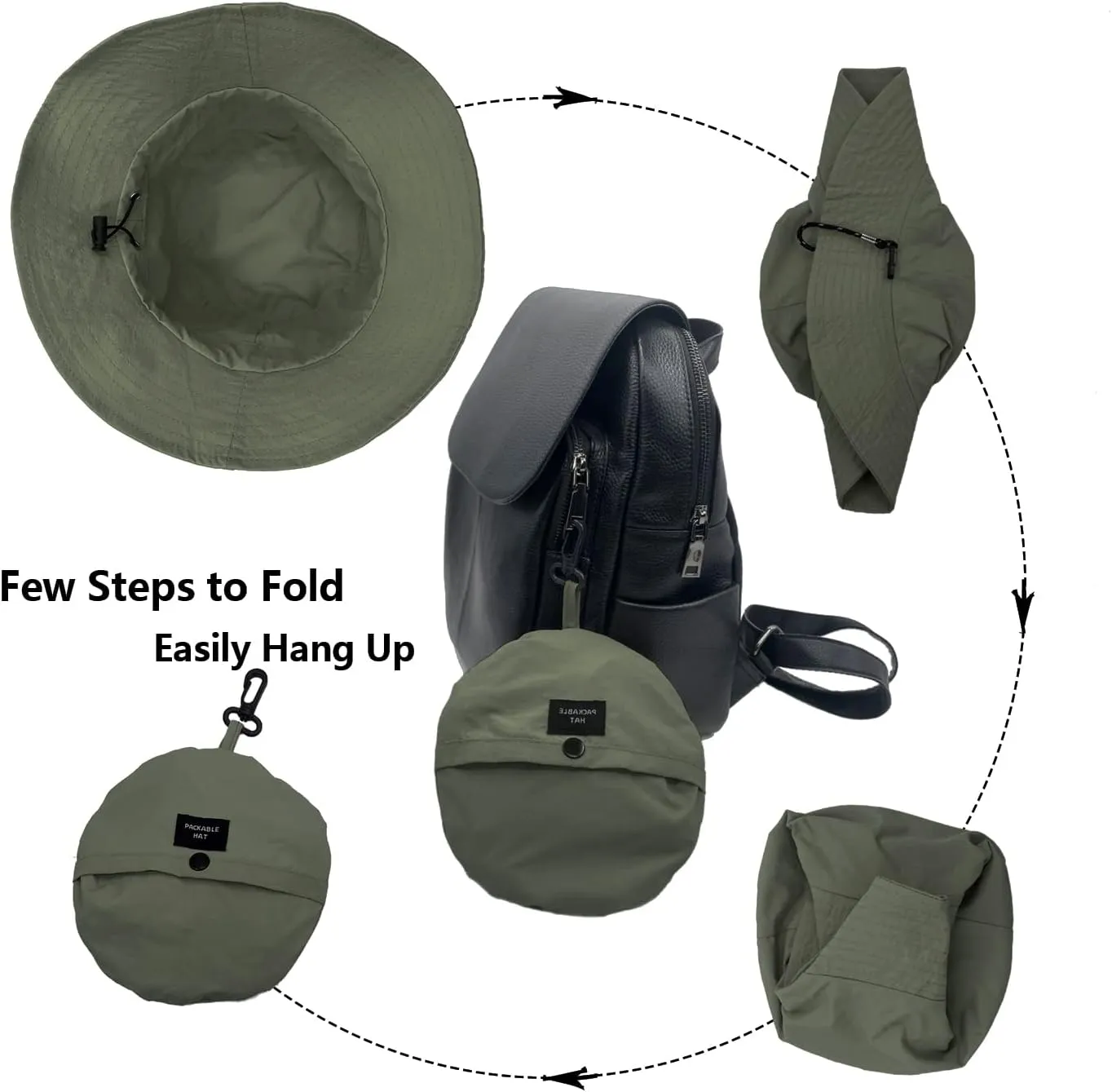 woogwin Waterproof Bucket Rain Hat with Chin Strap Quick Dry Packable Boonie Sun Hat Safari Hat UV Protection