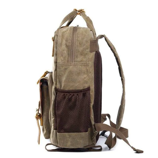 Woosir Waterproof Waxed Canvas Camera Backpack-Gray