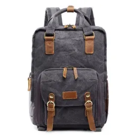 Woosir Waterproof Waxed Canvas Camera Backpack-Gray