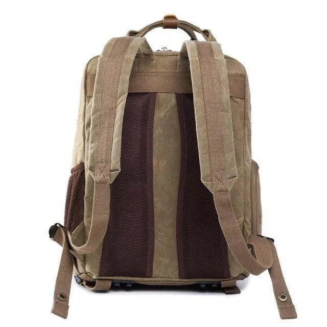 Woosir Waterproof Waxed Canvas Camera Backpack-Gray