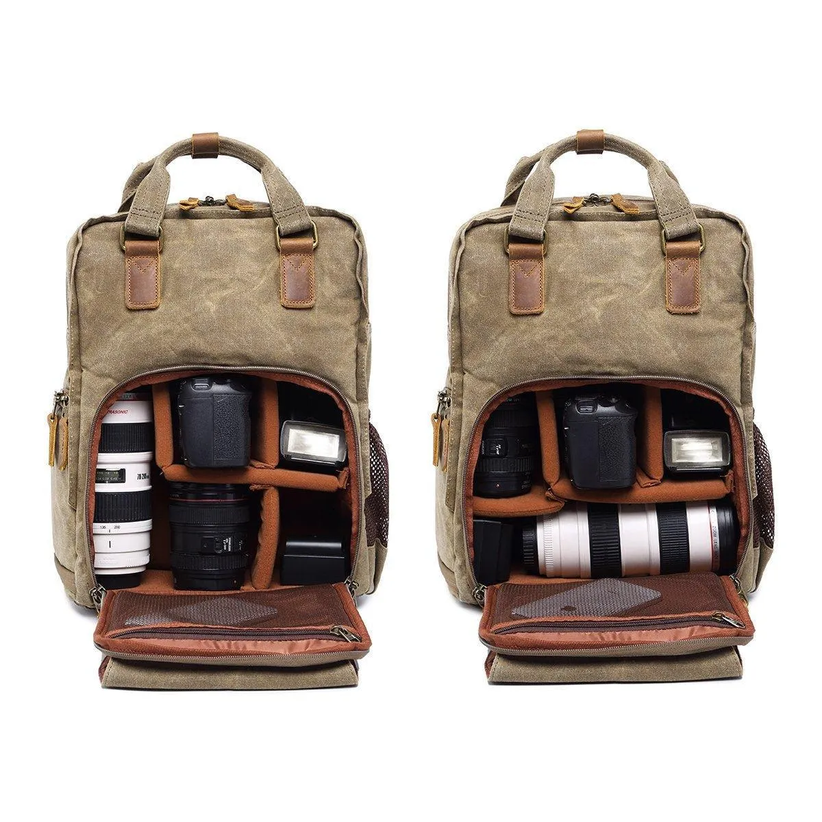 Woosir Waterproof Waxed Canvas Camera Backpack-Gray