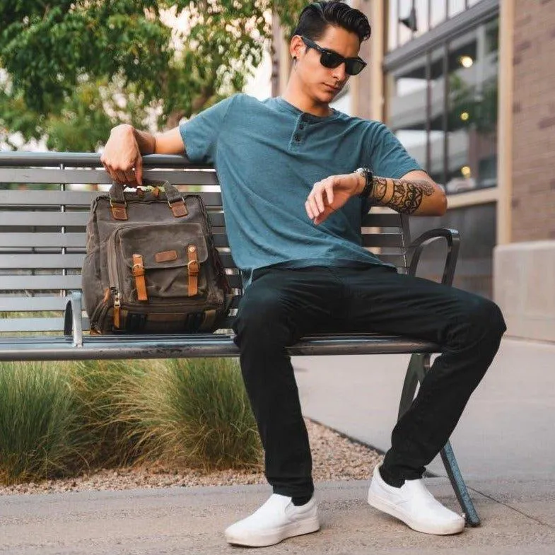 Woosir Waterproof Waxed Canvas Camera Backpack-Gray