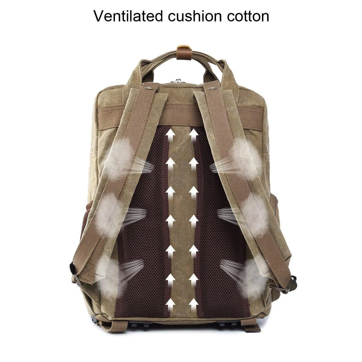 Woosir Waterproof Waxed Canvas Camera Backpack-Gray