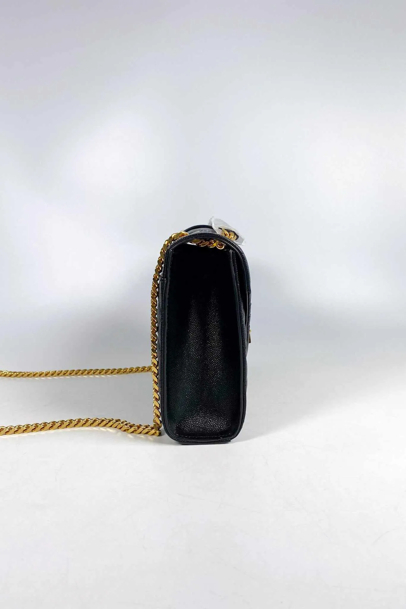 YSL Envelope Medium Bag in Mix Matelasse Grain De Poudre Embossed Black Leather