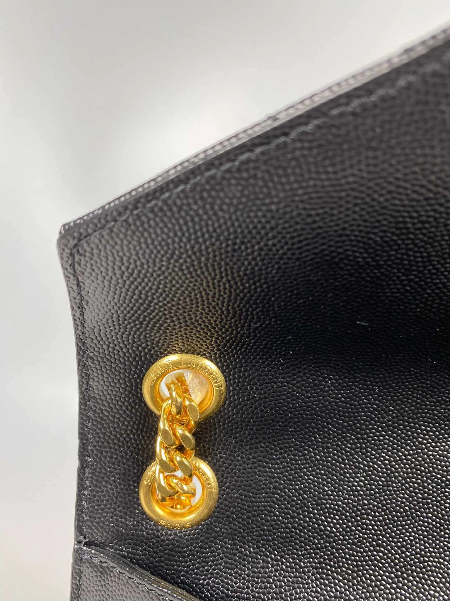 YSL Envelope Medium Bag in Mix Matelasse Grain De Poudre Embossed Black Leather