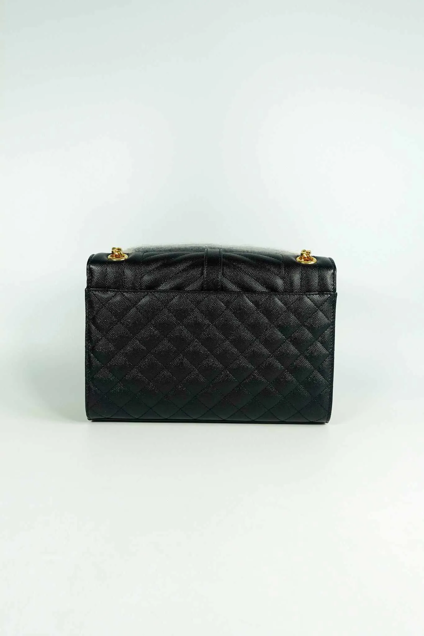 YSL Envelope Medium Bag in Mix Matelasse Grain De Poudre Embossed Black Leather