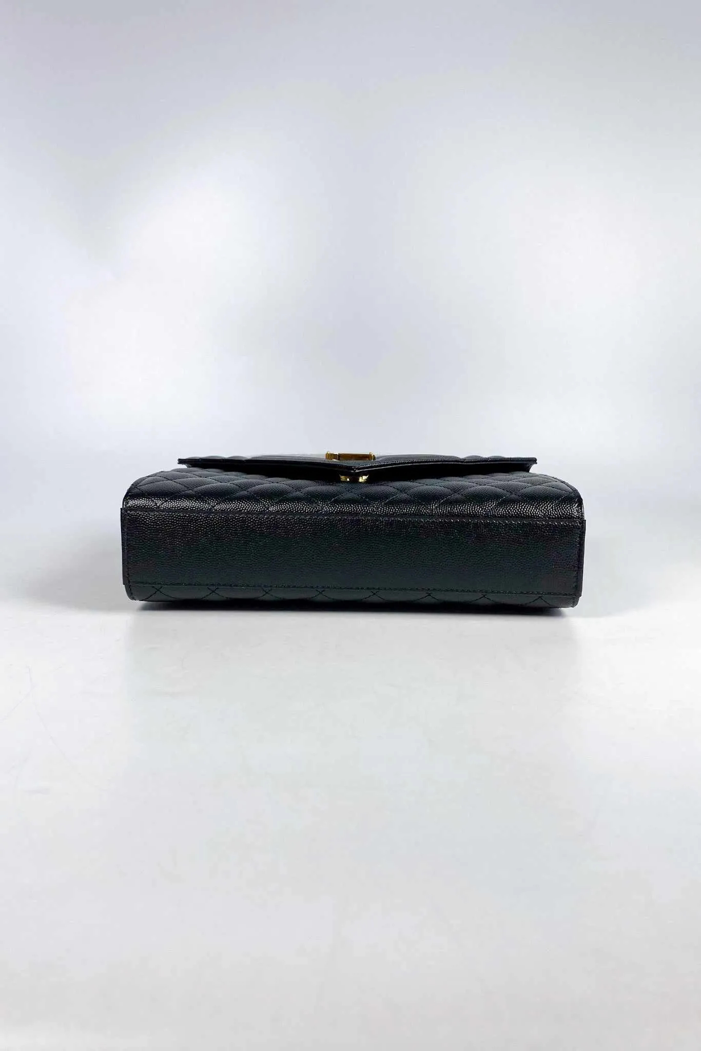 YSL Envelope Medium Bag in Mix Matelasse Grain De Poudre Embossed Black Leather