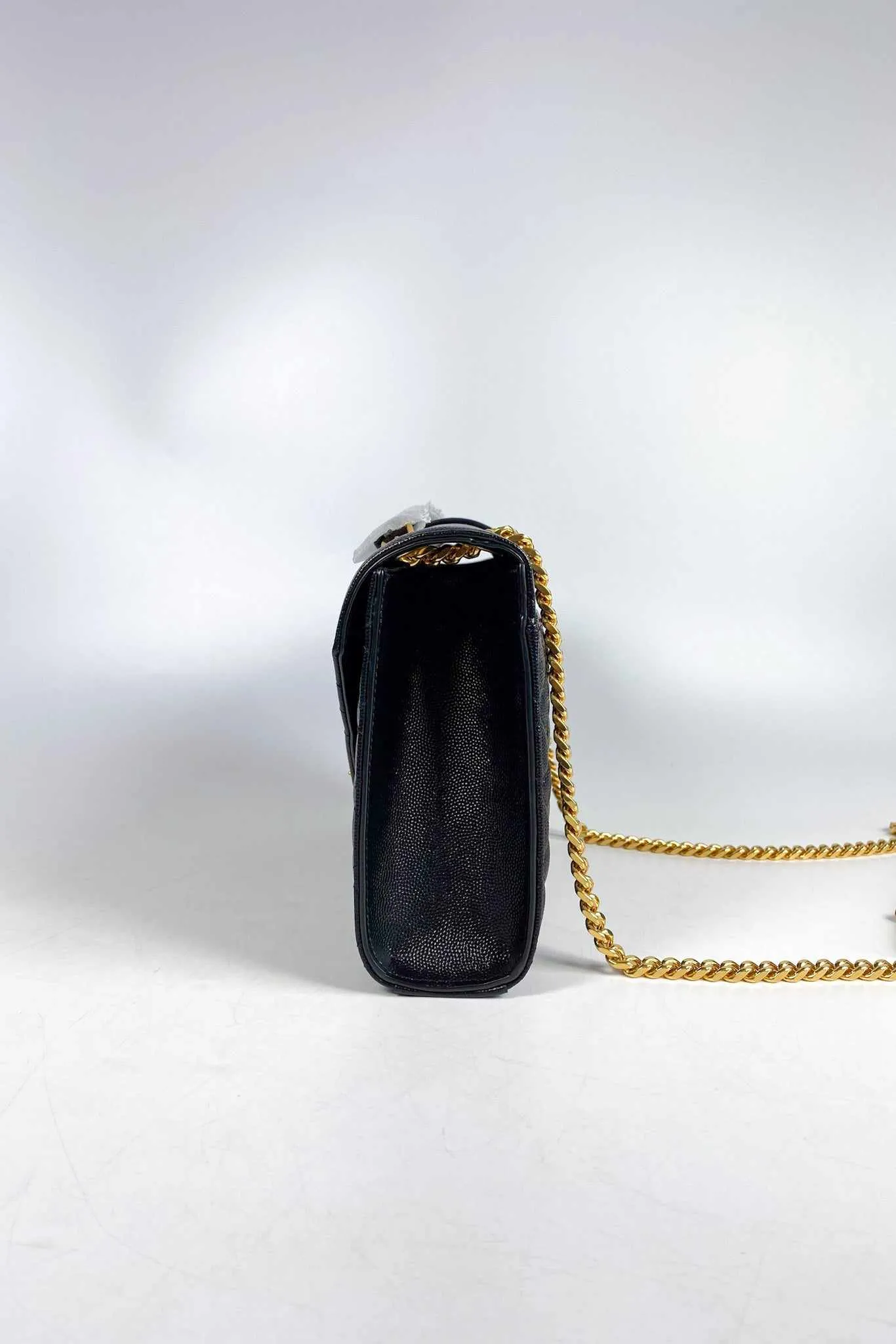 YSL Envelope Medium Bag in Mix Matelasse Grain De Poudre Embossed Black Leather