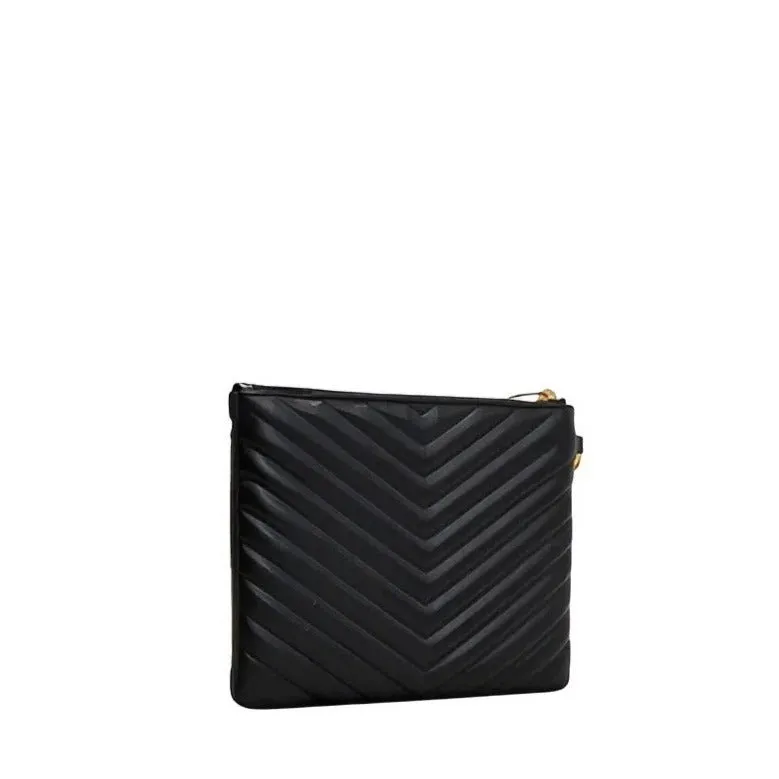 Yves Saint Laurent Black Matelasse Leather Monogram Tablet Case